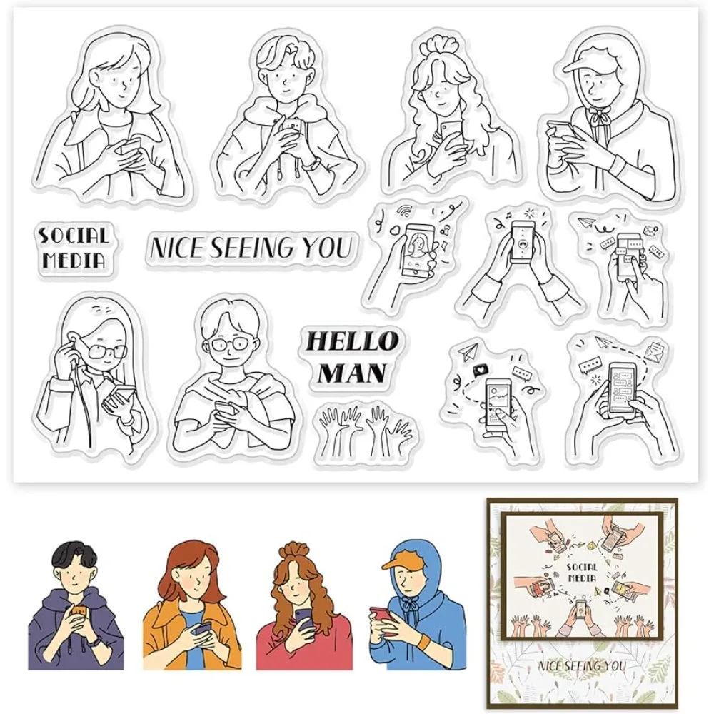 Rubber Stamp Blank - Tema dei Social Media timbri trasparenti