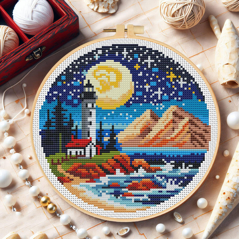 Punto croce Faro Mare Luna Ric - Embroidery Hoop Kit recensione e prezzo