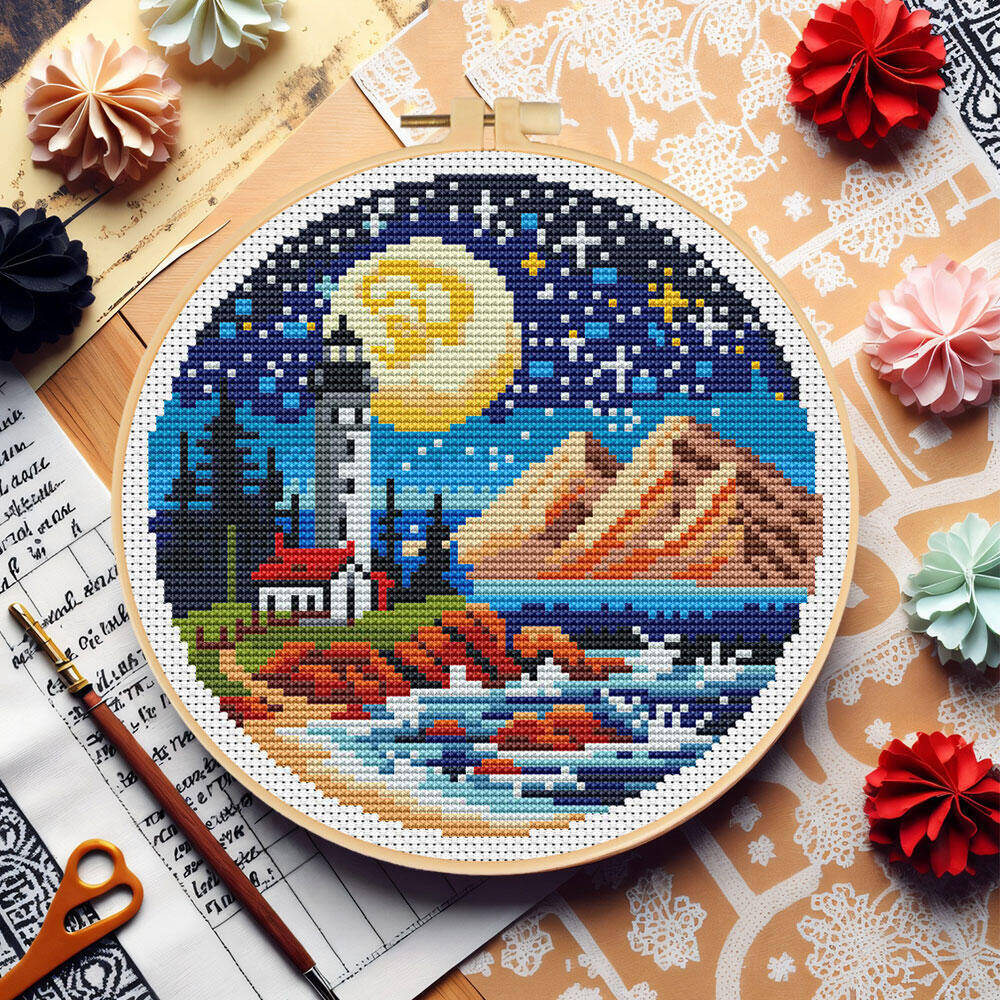 Punto croce Faro Mare Luna Ric - Embroidery Hoop Kit recensione e prezzo